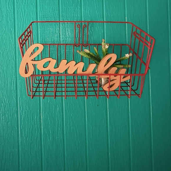 Red Metal Basket Wall Mount - Picture 10 of 16